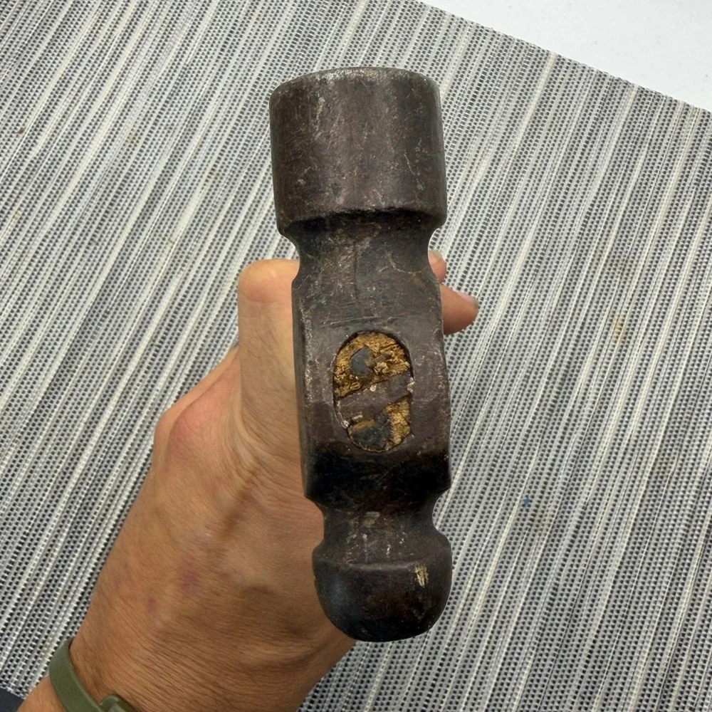 Vintage Ball Peen Hammer Custom Welded Bolt Handle Primitive Blacksmith Tool 8in